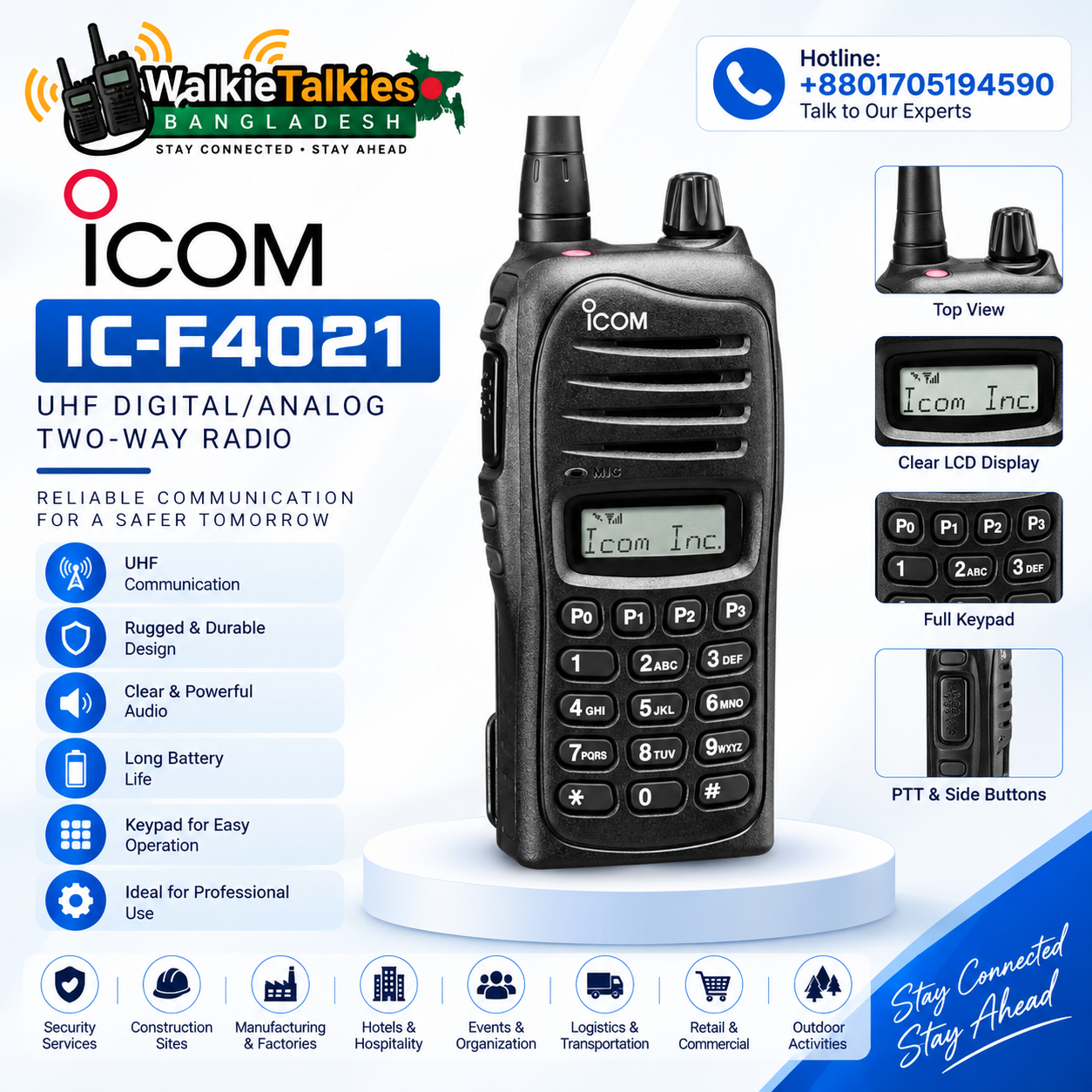 ICOM ICF4021 ICOM IC-F4021 UHF Professional Two-Way Radio - Image 1