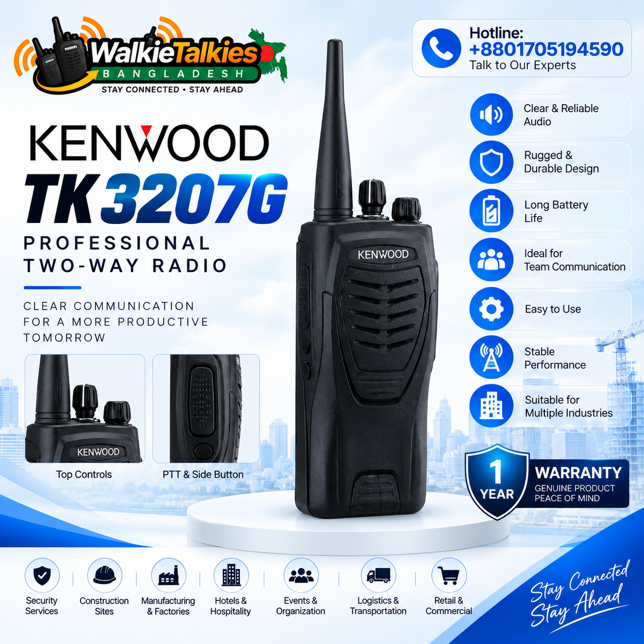 Kenwood TK 3207G Kenwood TK-3207G Professional Two-Way Radio - Image 1