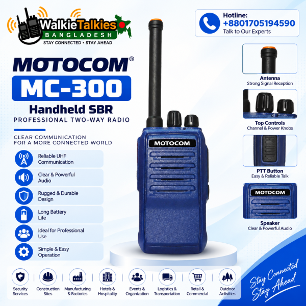 MOTOCOM MC-300 Handheld SBR Walkie Talkie