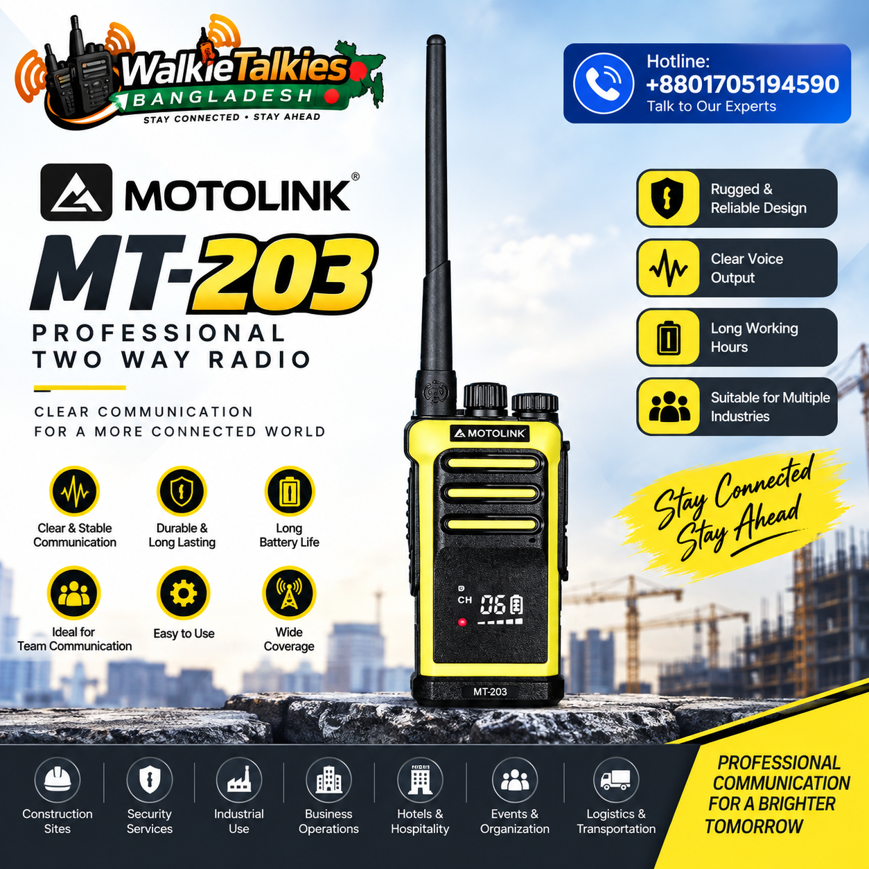 Motolink MT203 Motolink MT-203 Professional SBR Two-Way Radio - Image 1